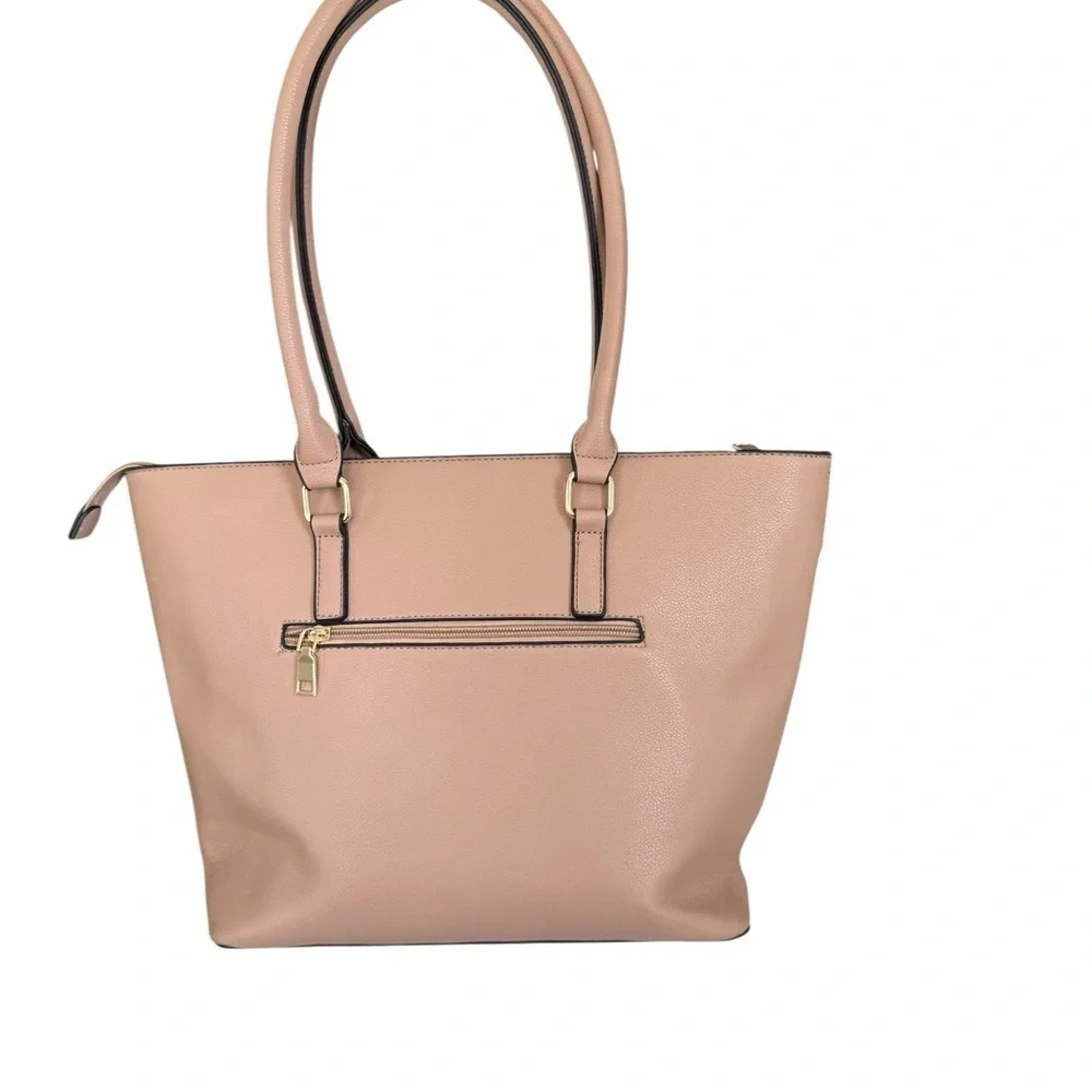 Blush Pink Tote with Textured Finish and Spacious Design